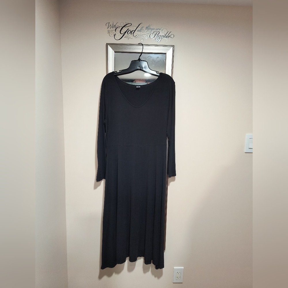 Elegant Black Long Sleeve Large Old Navy Dress